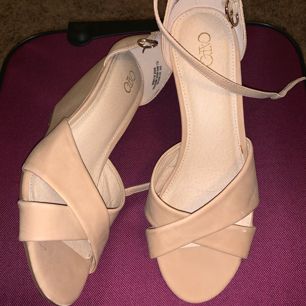 Cato Size 8W Nude Wedge Heels